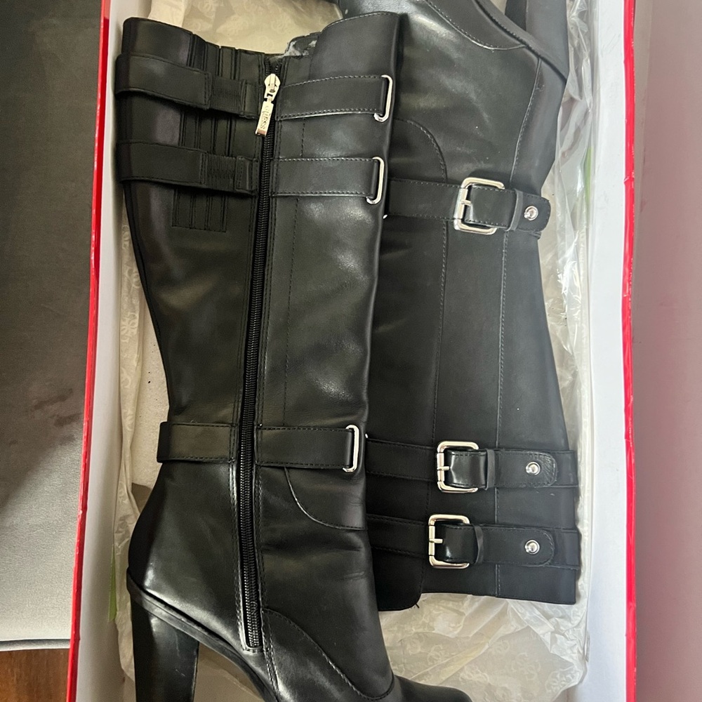 Guess Black Heeled Leather Boots